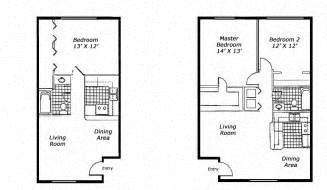 One bed/one bath Floor Plan 1